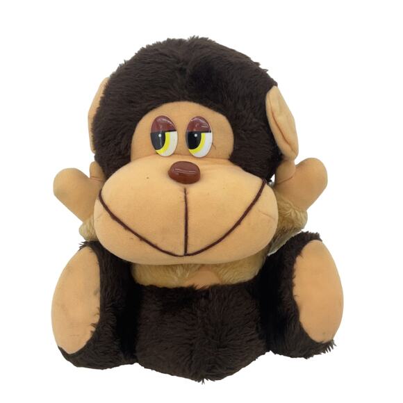 Vintage Preowned Brown A&B Novelty Chimp Monkey Ape Grinning Stuffed Animal - Picture 1 of 6